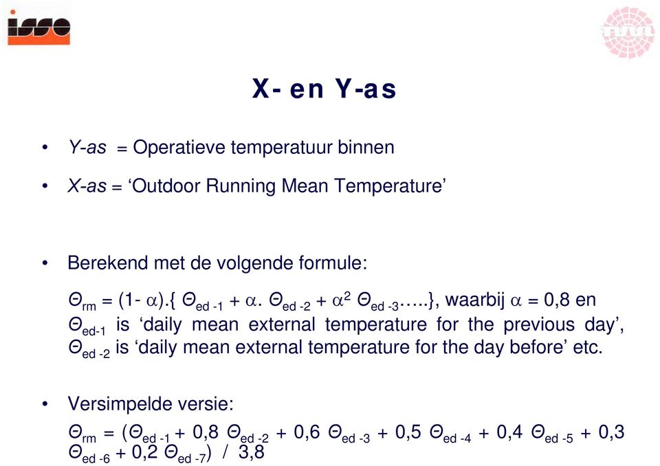 .}, waarbij α = 0,8 en Θ ed-1 is daily mean external temperature for the previous day, Θ ed -2 is daily mean