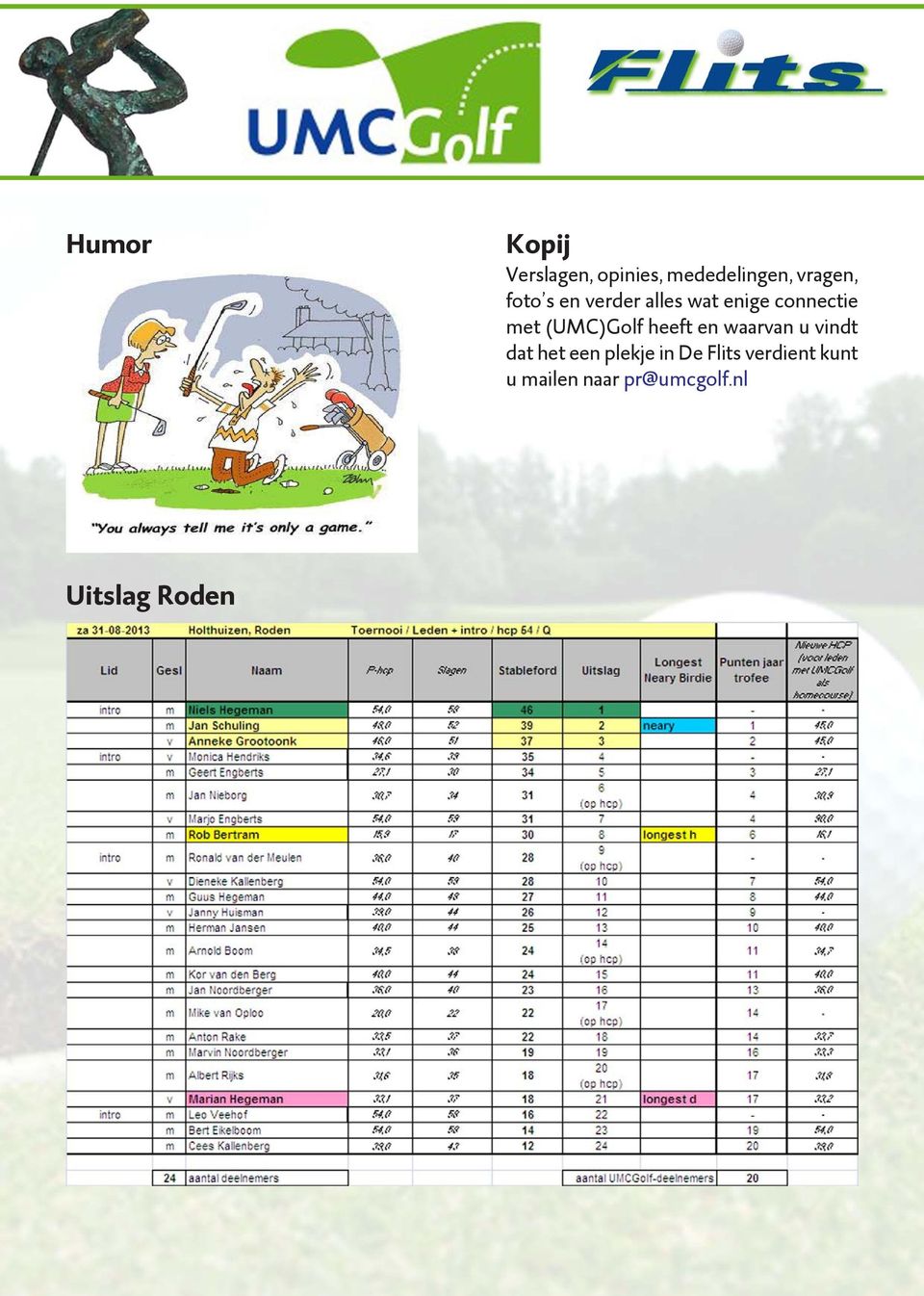 (UMC)Golf heeft en waarvan u vindt dat het een plekje