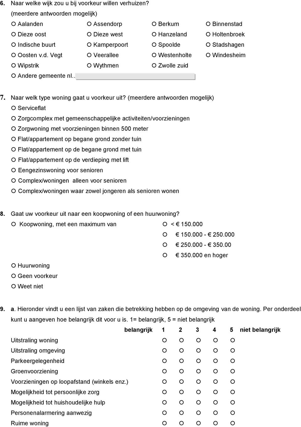 7. Naar welk type woning gaat u voorkeur uit?