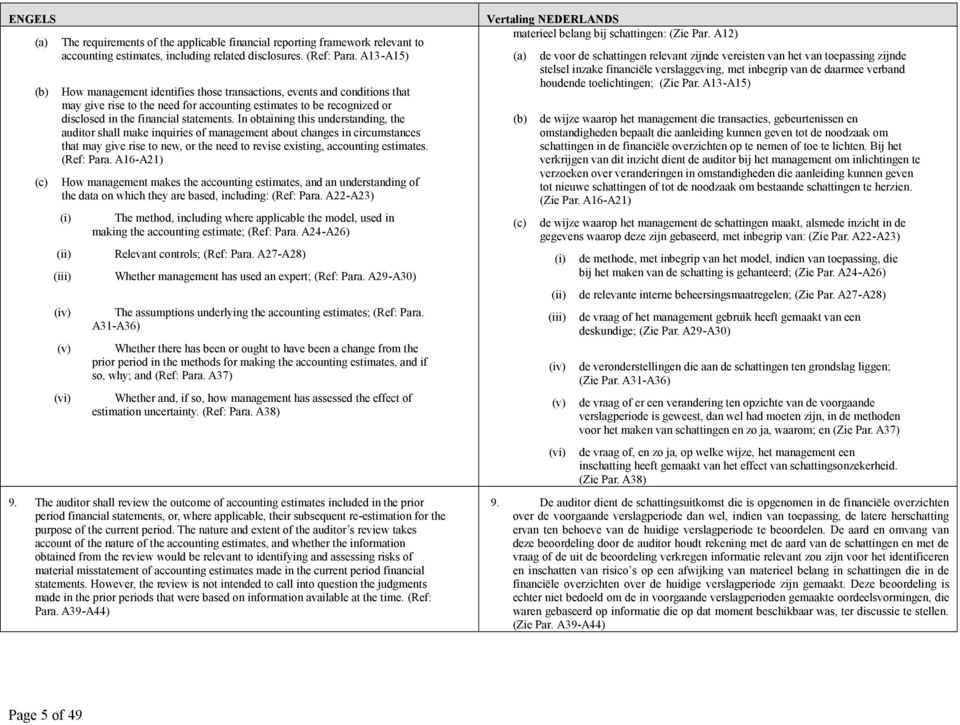 In obtaining this understanding, the auditor shall make inquiries of management about changes in circumstances that may give rise to new, or the need to revise existing, accounting estimates.