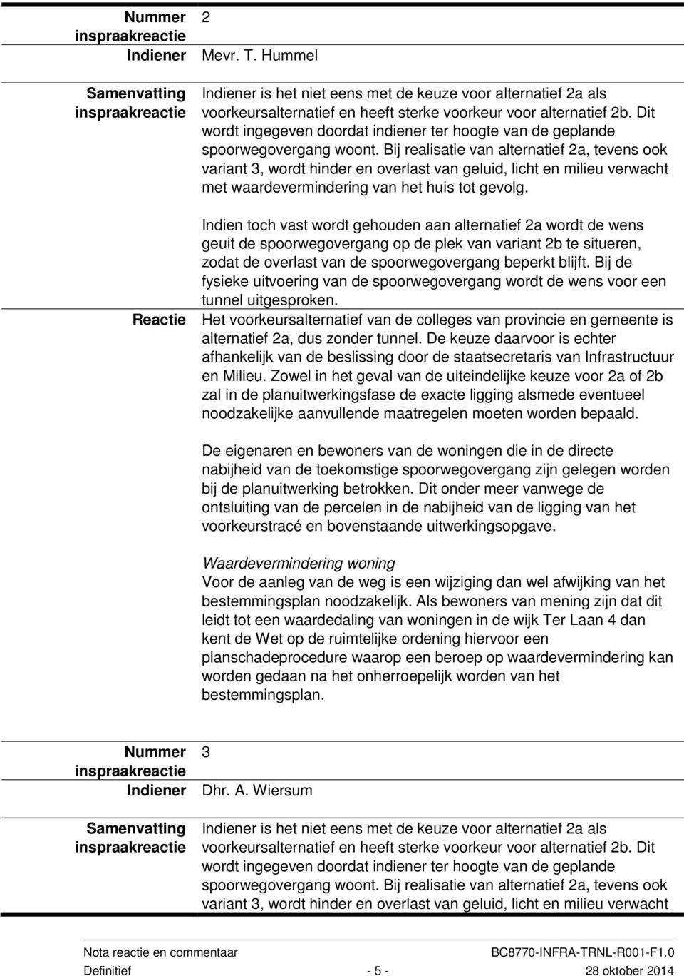 Dit wordt ingegeven doordat indiener ter hoogte van de geplande spoorwegovergang woont.