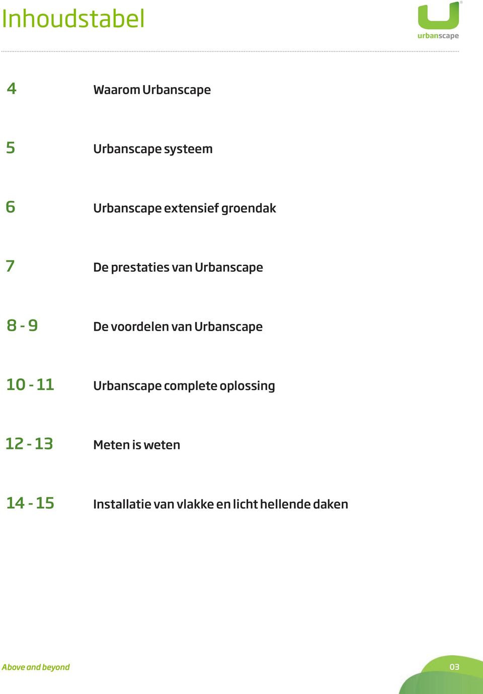 voordelen van Urbanscape 10-11 Urbanscape complete oplossing 12-13 Meten