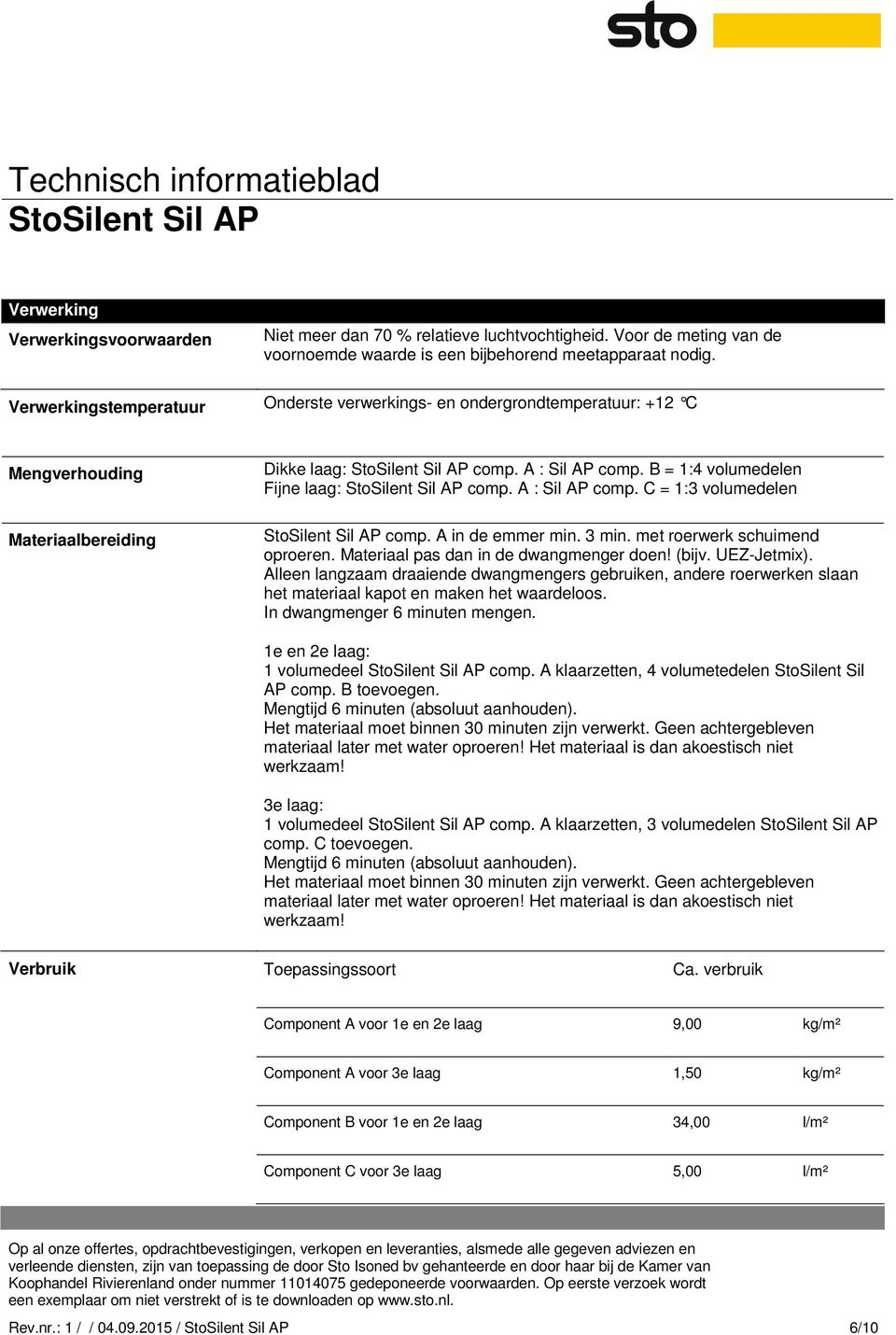 A in de emmer min. 3 min. met roerwerk schuimend oproeren. Materiaal pas dan in de dwangmenger doen! (bijv. UEZ-Jetmix).