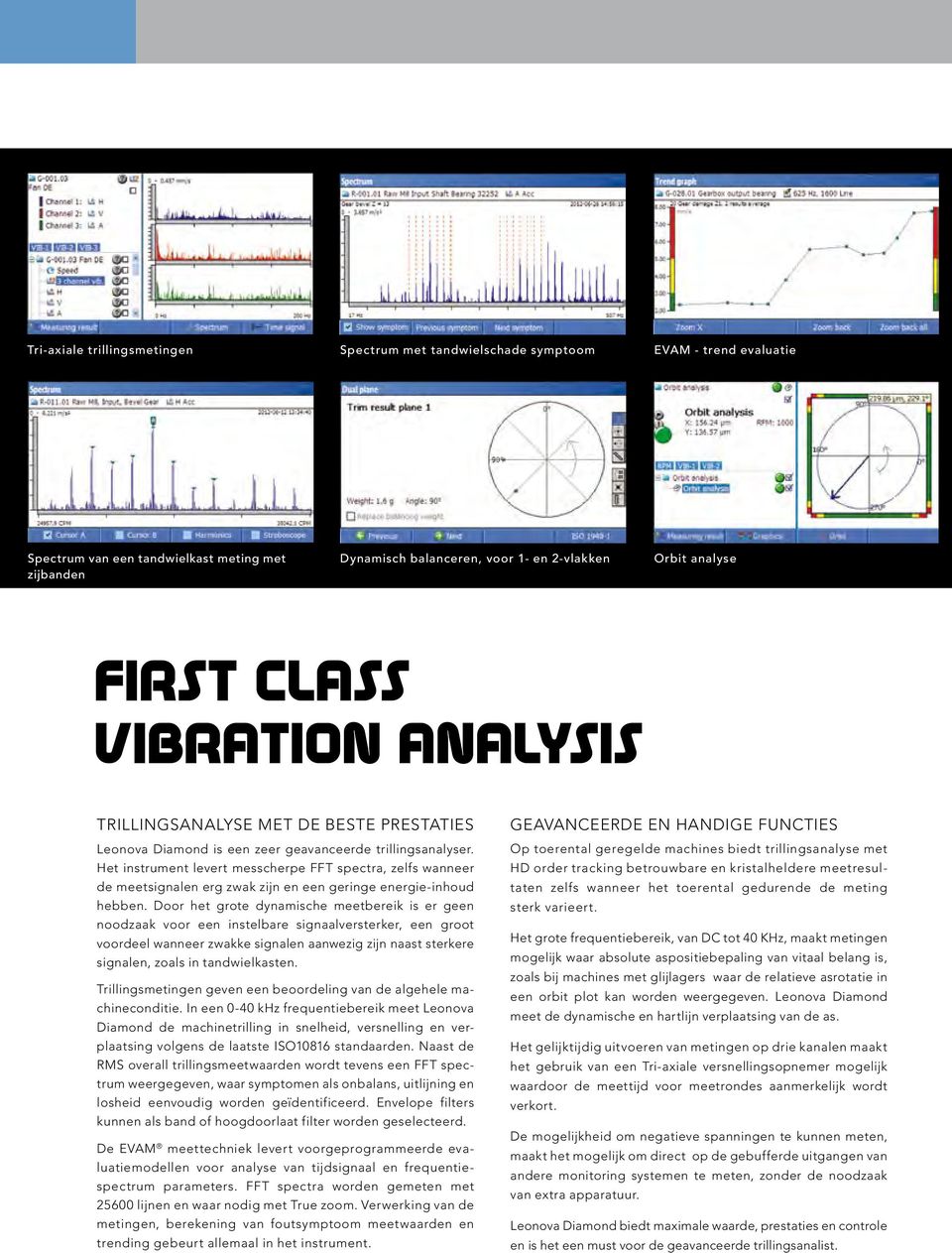 Het instrument levert messcherpe FFT spectra, zelfs wanneer de meetsignalen erg zwak zijn en een geringe energie-inhoud hebben.