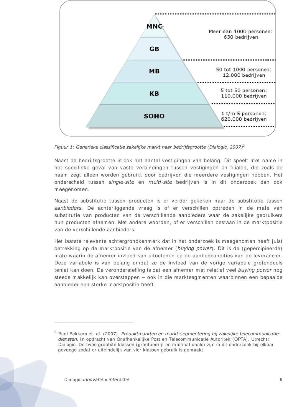 Het onderscheid tussen single-site en multi-site bedrijven is in dit onderzoek dan ook meegenomen. Naast de substitutie tussen producten is er verder gekeken naar de substitutie tussen aanbieders.