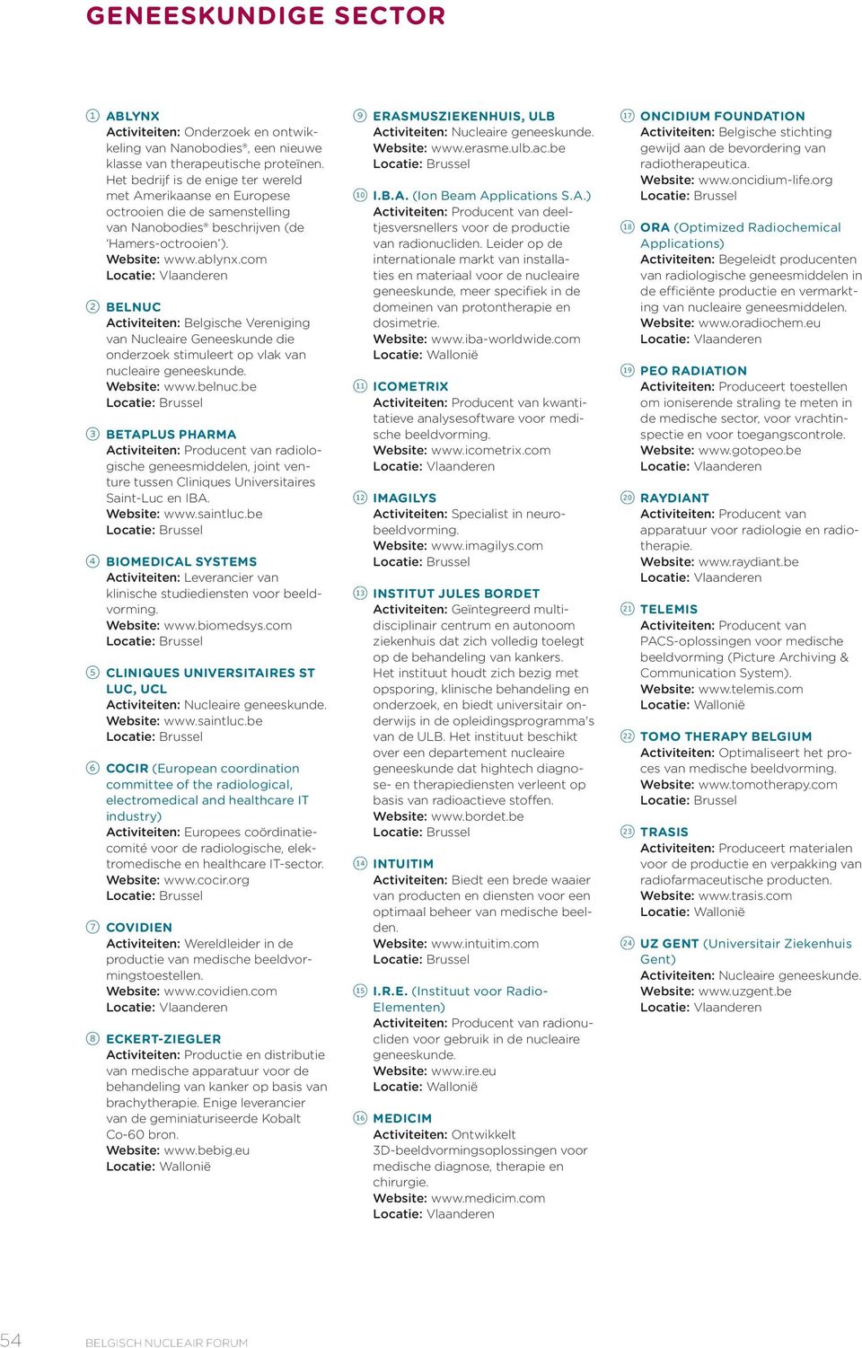 com 2 BelNuc Activiteiten: Belgische Vereniging van Nucleaire Geneeskunde die onderzoek stimuleert op vlak van nucleaire geneeskunde. Website: www.belnuc.