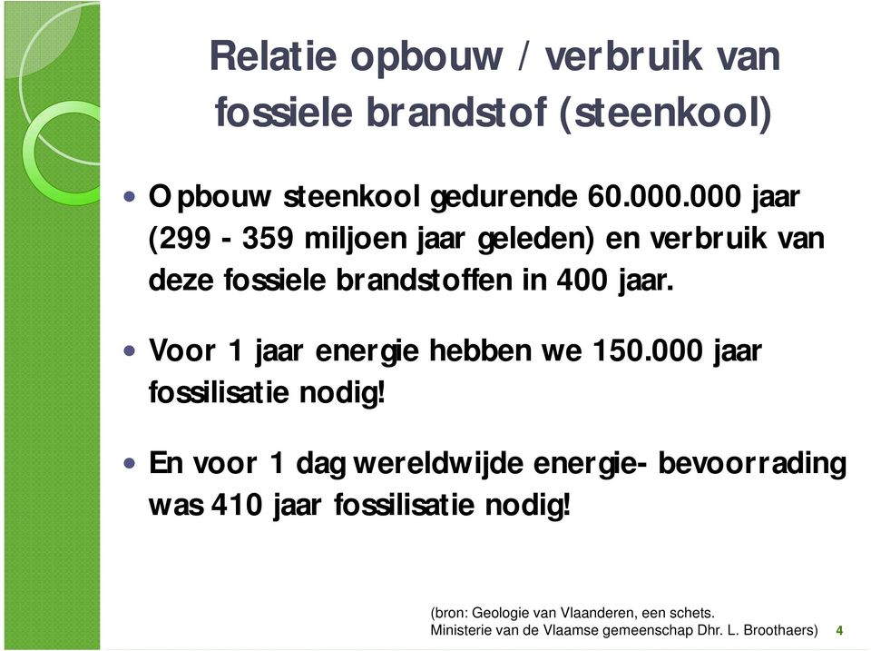 Voor 1 jaar energie hebben we 150.000 jaar fossilisatie nodig!