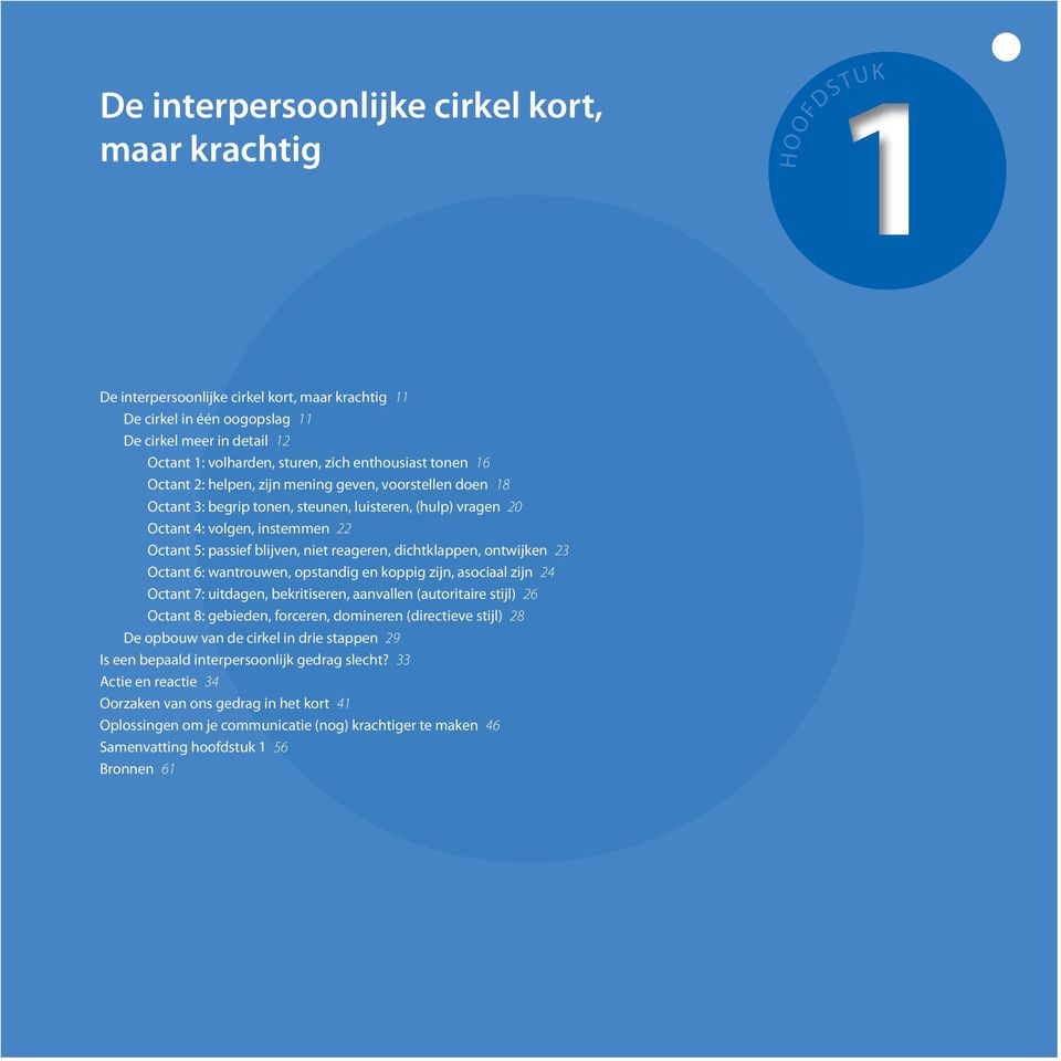 niet reageren, dichtklappen, ontwijken 23 octant 6: wantrouwen, opstandig en koppig zijn, asociaal zijn 24 octant 7: uitdagen, bekritiseren, aanvallen (autoritaire stijl) 26 octant 8: gebieden,