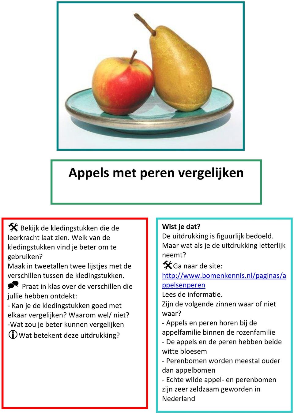 Waarom wel/ niet? -Wat zou je beter kunnen vergelijken Wat betekent deze uitdrukking? Wist je dat? De uitdrukking is figuurlijk bedoeld. Maar wat als je de uitdrukking letterlijk neemt?