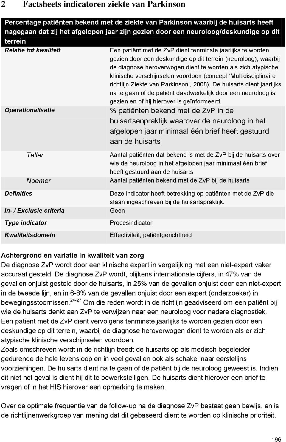 de diagnose heroverwogen dient te worden als zich atypische klinische verschijnselen voordoen (concept Multidisciplinaire richtlijn Ziekte van Parkinson, 2008).