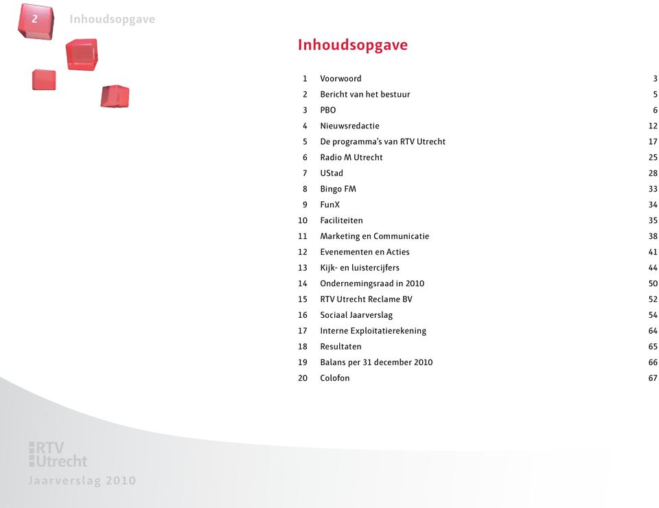 12 Evenementen en Acties 41 13 Kijk- en luistercijfers 44 14 Ondernemingsraad in 2010 50 15 RTV Utrecht Reclame BV 52 16