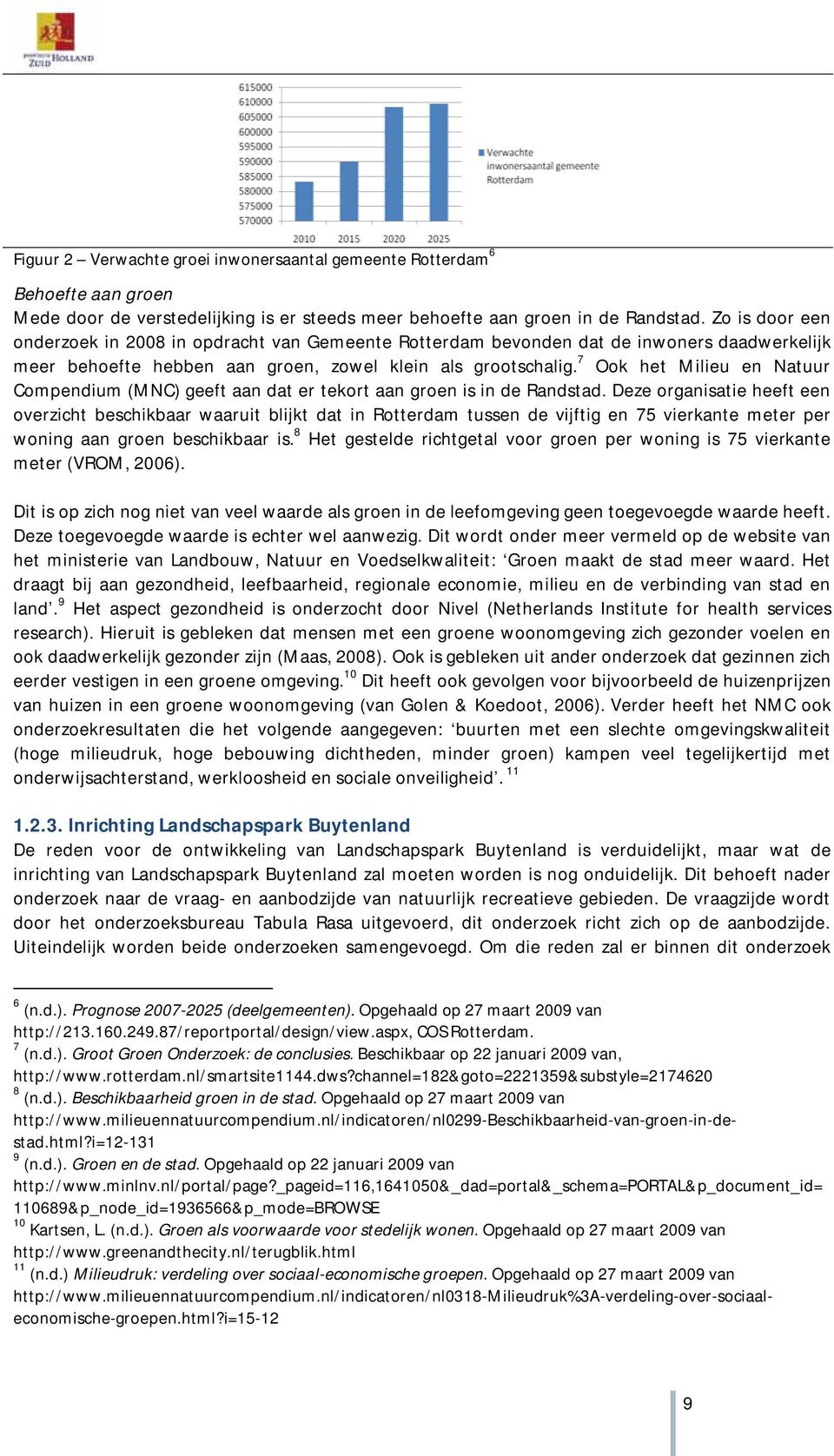 7 Ook het Milieu en Natuur Compendium (MNC) geeft aan dat er tekort aan groen is in de Randstad.