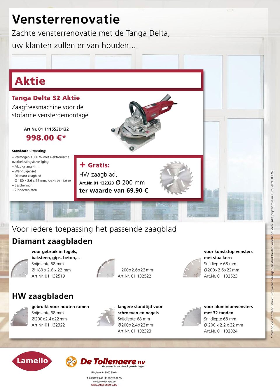 01 132519 Beschermbril 2 bodemplaten Voor iedere toepassing het passende zaagblad Diamant zaagbladen voor gebruik in tegels, baksteen, gips, beton,... Snijdiepte 58 mm Ø 180 x 2.6 x 22 mm Art.Nr.