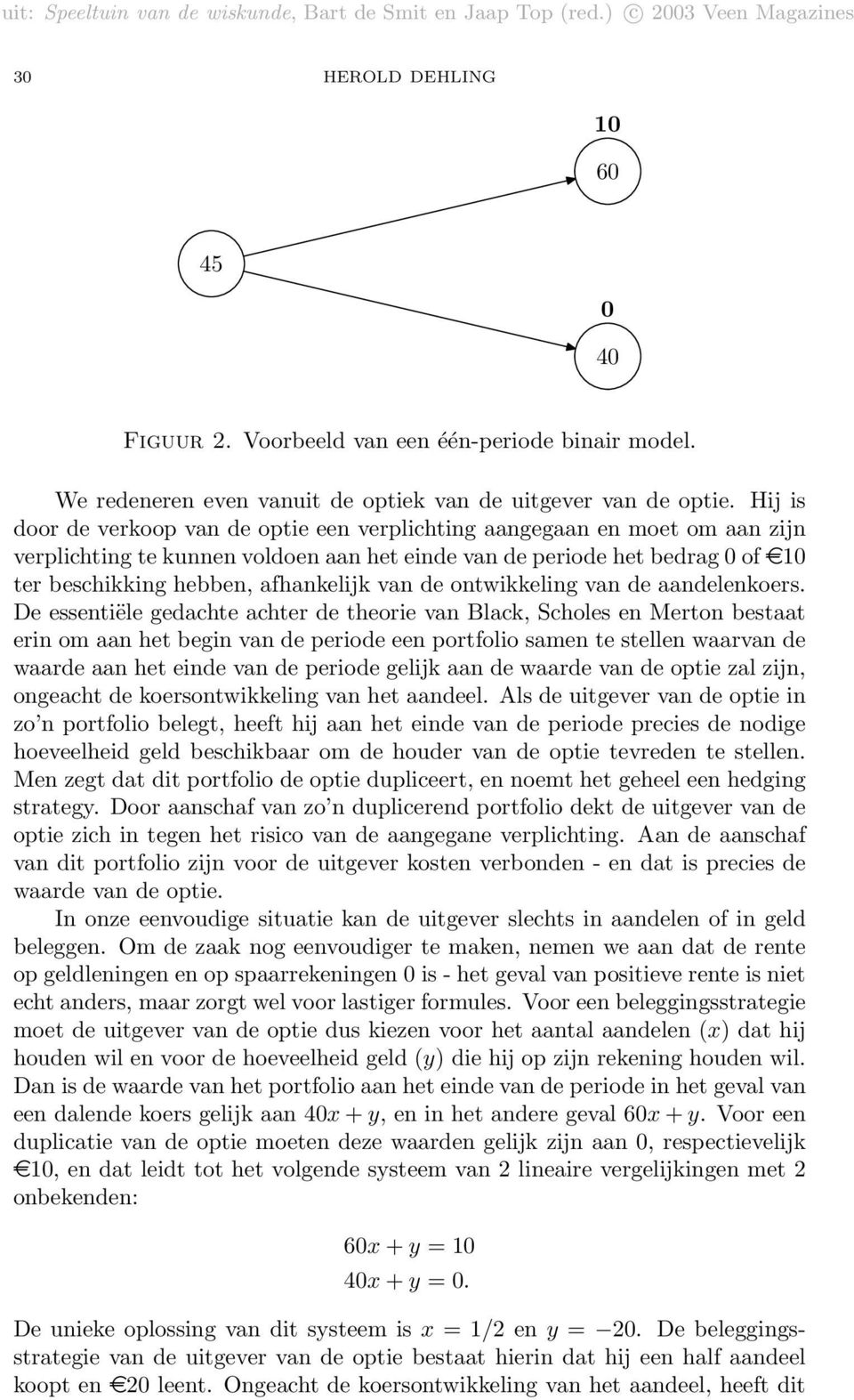 van de ontwikkeling van de aandelenkoers.