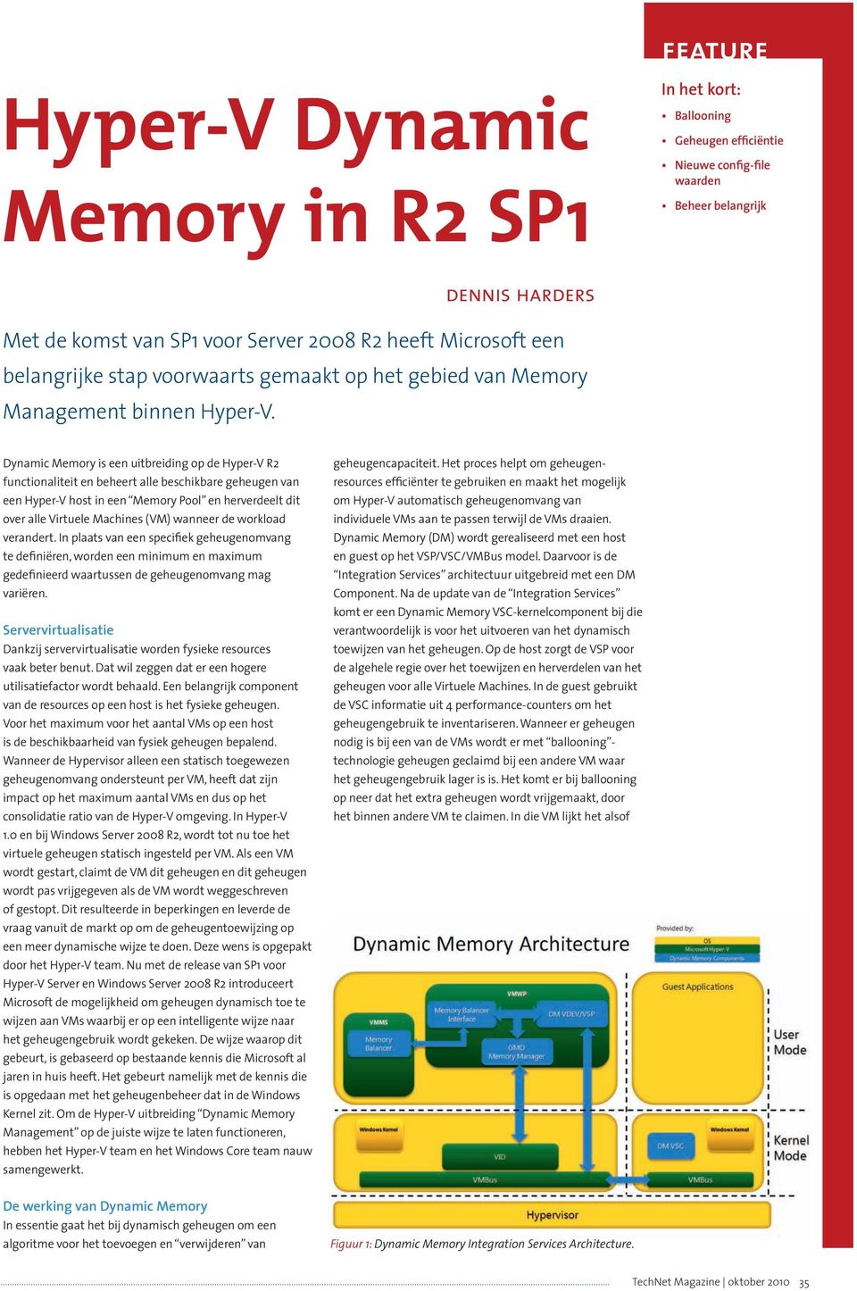 Dynamic Memory is een uitbreiding op de Hyper-V R2 functionaliteit en beheert alle beschikbare geheugen van een Hyper-V host in een Memory Pool en herverdeelt dit over alle Virtuele Machines (VM)