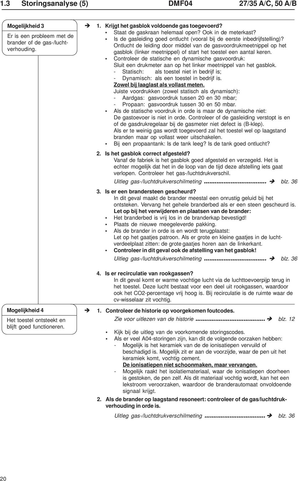 Ontlucht de leiding door middel van de gasvoordrukmeetnippel op het gasblok (linker meetnippel) of start het toestel een aantal keren.