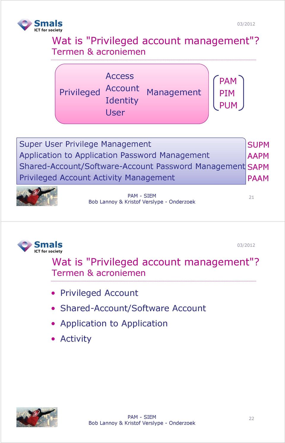 SUPM Application to Application Password Management AAPM Shared-Account/Software-Account Password Management SAPM