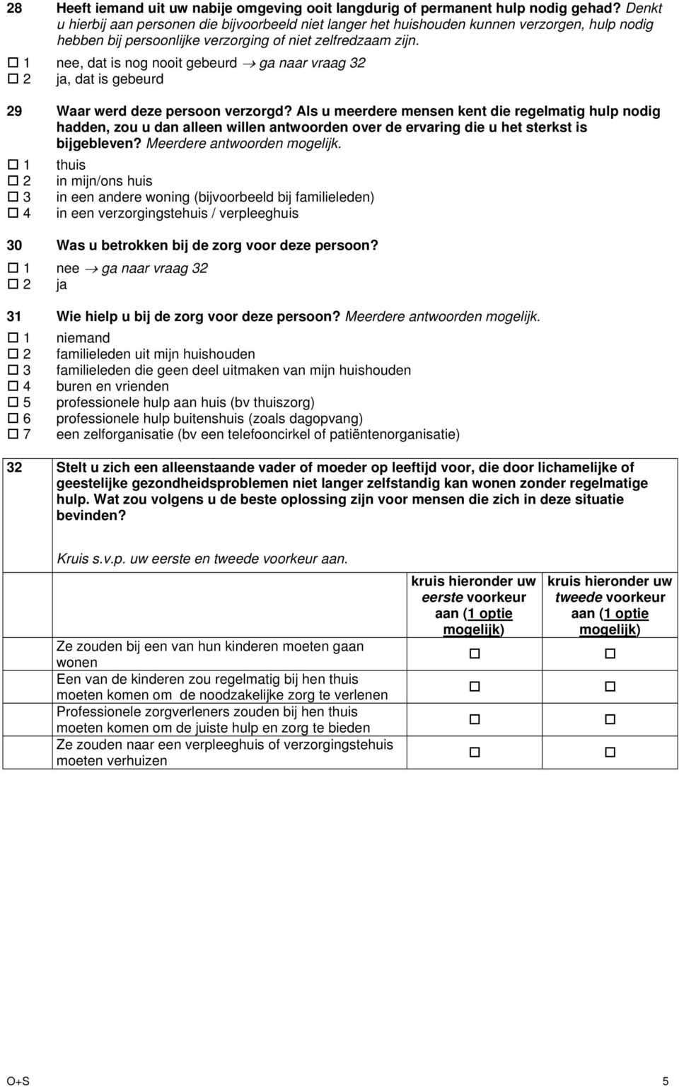 nee, dat is nog nooit gebeurd ga naar vraag 32 ja, dat is gebeurd 29 Waar werd deze persoon verzorgd?