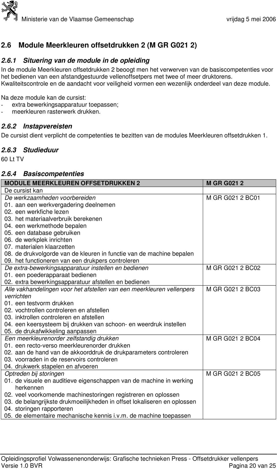 Na deze module kan de cursist: - extra bewerkingsapparatuur toepassen; - meerkleuren rasterwerk drukken. 2.6.