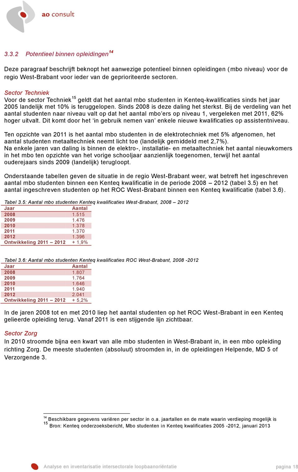 Bij de verdeling van het aantal studenten naar niveau valt op dat het aantal mbo ers op niveau 1, vergeleken met 2011, 62% hoger uitvalt.