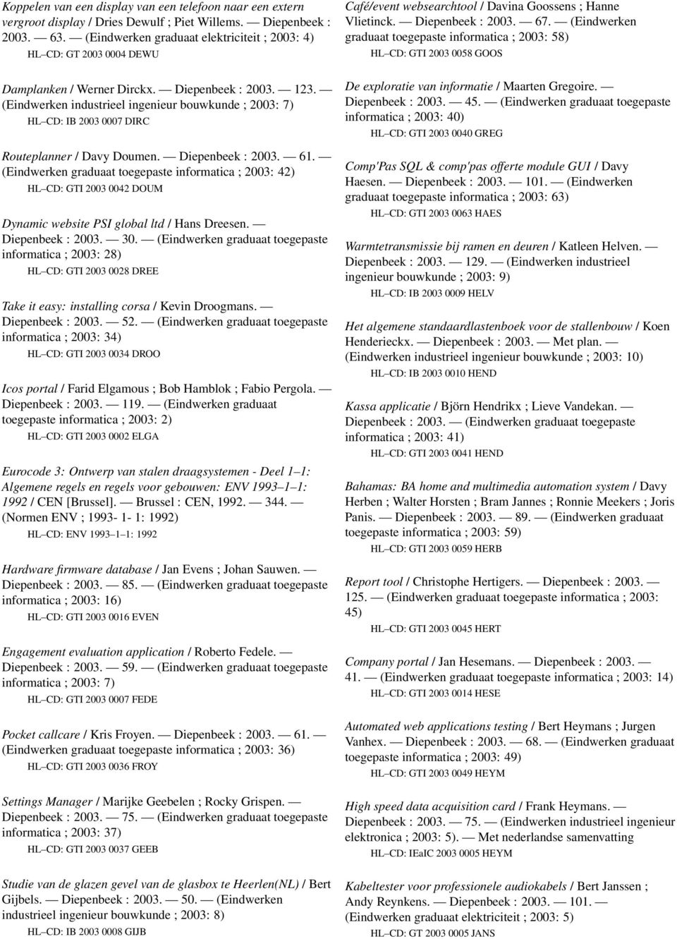 (Eindwerken industrieel ingenieur bouwkunde ; 2003: 7) HL CD: IB 2003 0007 DIRC Routeplanner / Davy Doumen. Diepenbeek : 2003. 61.