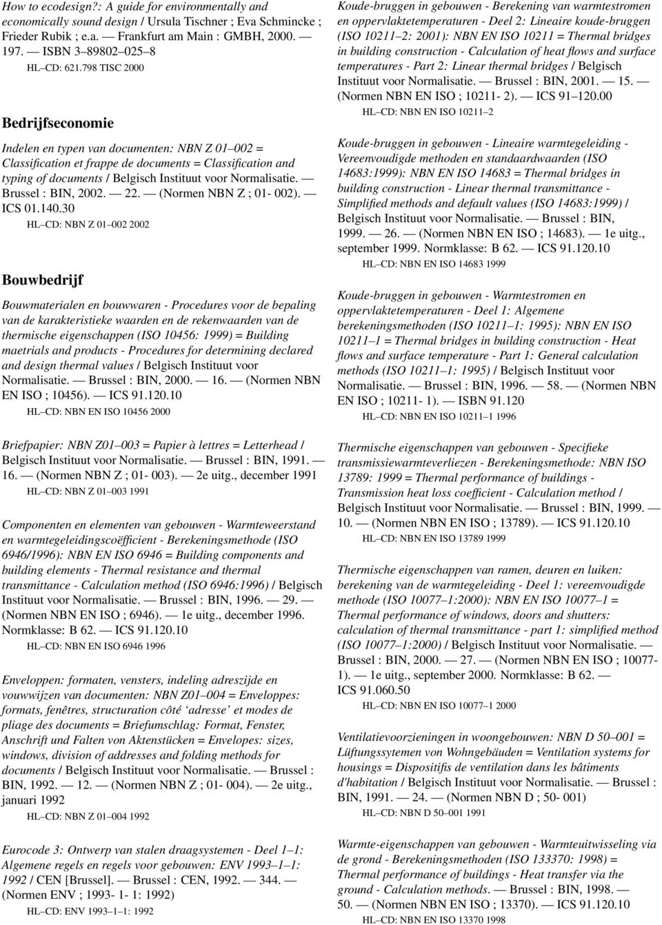 798 TISC 2000 Bedrijfseconomie Indelen en typen van documenten: NBN Z 01 002 = Classification et frappe de documents = Classification and typing of documents / Belgisch Instituut voor Normalisatie.