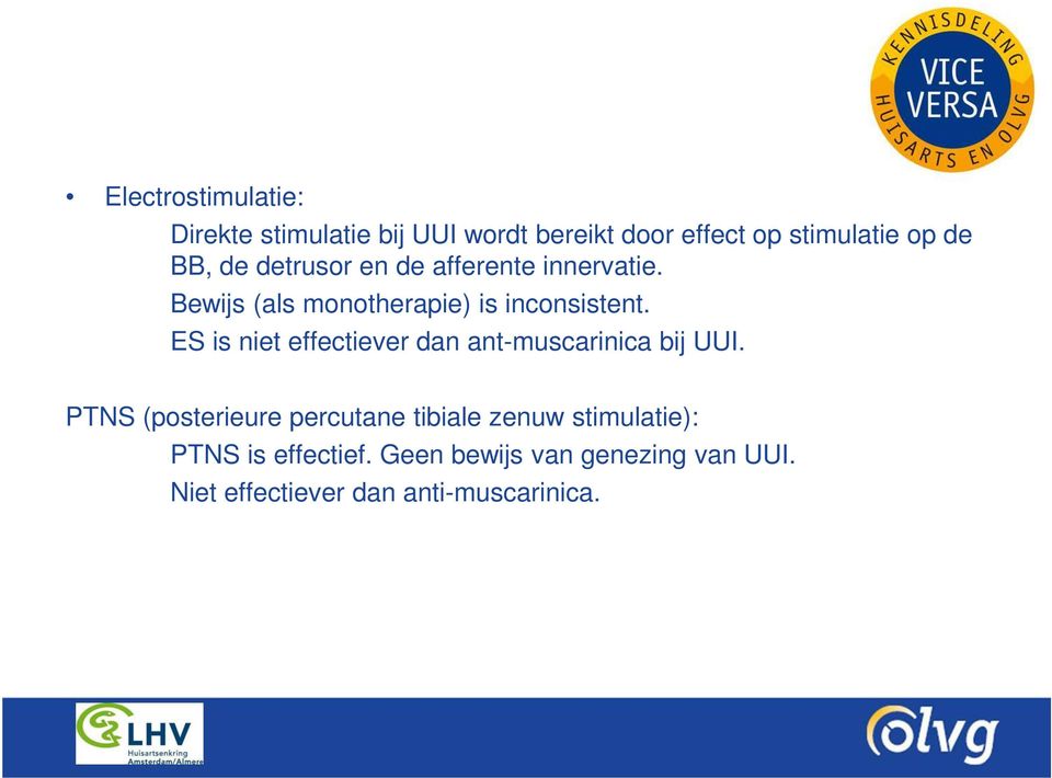 ES is niet effectiever dan ant-muscarinica bij UUI.