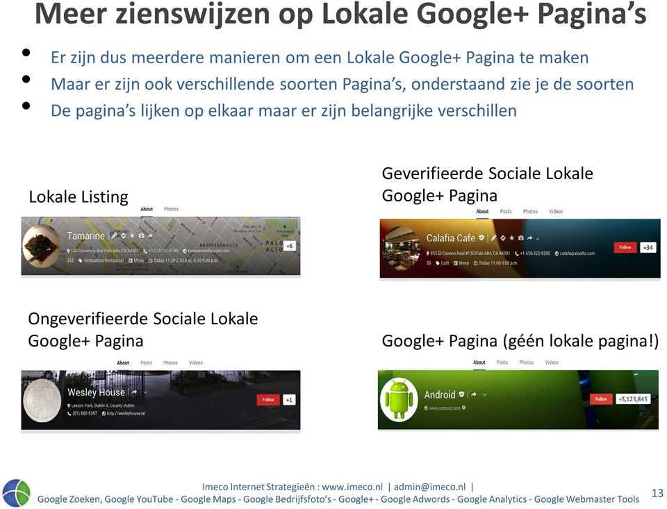pagina s lijken op elkaar maar er zijn belangrijke verschillen Lokale Listing Geverifieerde Sociale