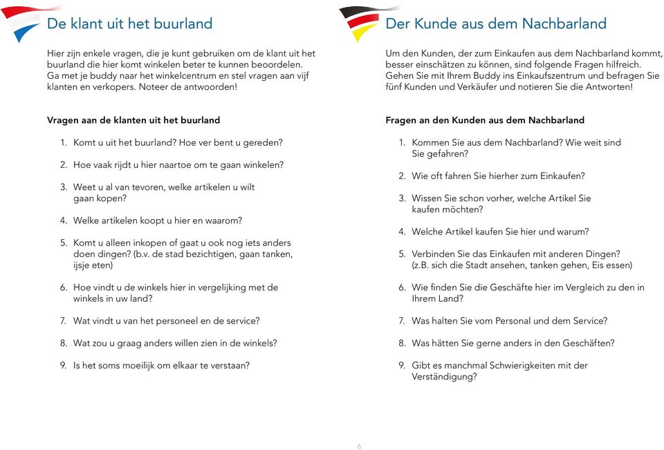 Der Kunde aus dem Nachbarland Um den Kunden, der zum Einkaufen aus dem Nachbarland kommt, besser einschätzen zu können, sind folgende Fragen hilfreich.