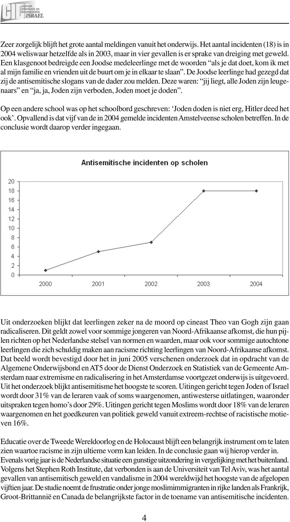 Een klasgenoot bedreigde een Joodse medeleerlinge met de woorden als je dat doet, kom ik met al mijn familie en vrienden uit de buurt om je in elkaar te slaan.