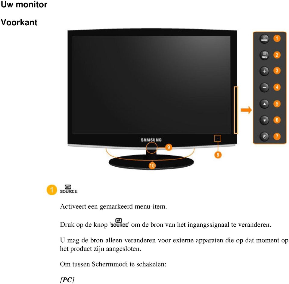 ] [Компонент] [HDMI1] [HDMI2] [DTV] >> Klik hier voor een animatieclip Gebruik deze knop om het menu op het scherm te openen en het weer af te sluiten of om het menu voor het afstellen van het scherm