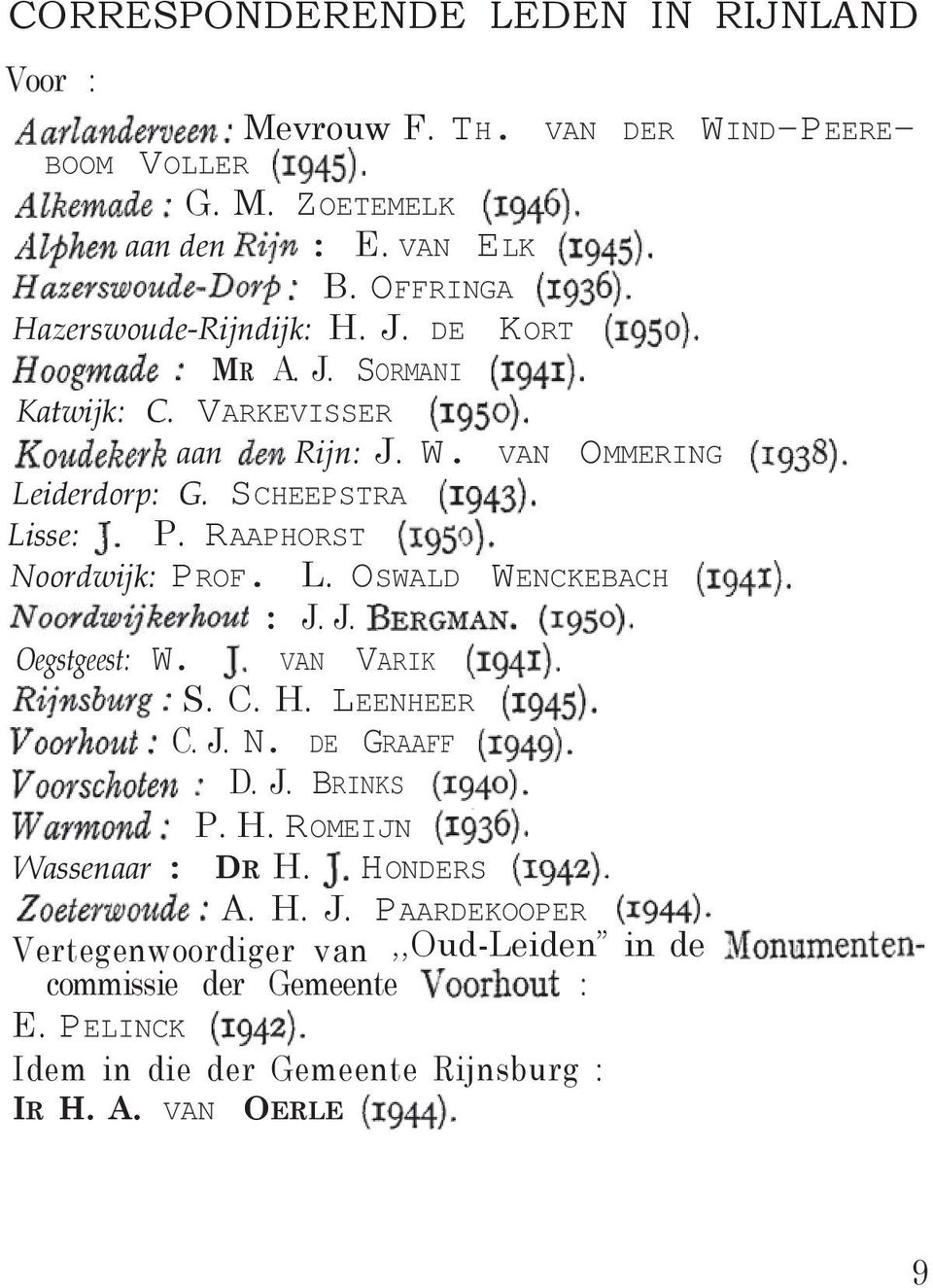 RAAPHORST Noordwijk: PROF. L. OSWALD WENCKEBACH : J. J. Oegstgeest: W. VAN VARIK S. C. H. LEENHEER C. J. N. DE GRAAFF D. J. BRINKS P. H. ROMEIJN Wassenaar : DR H.