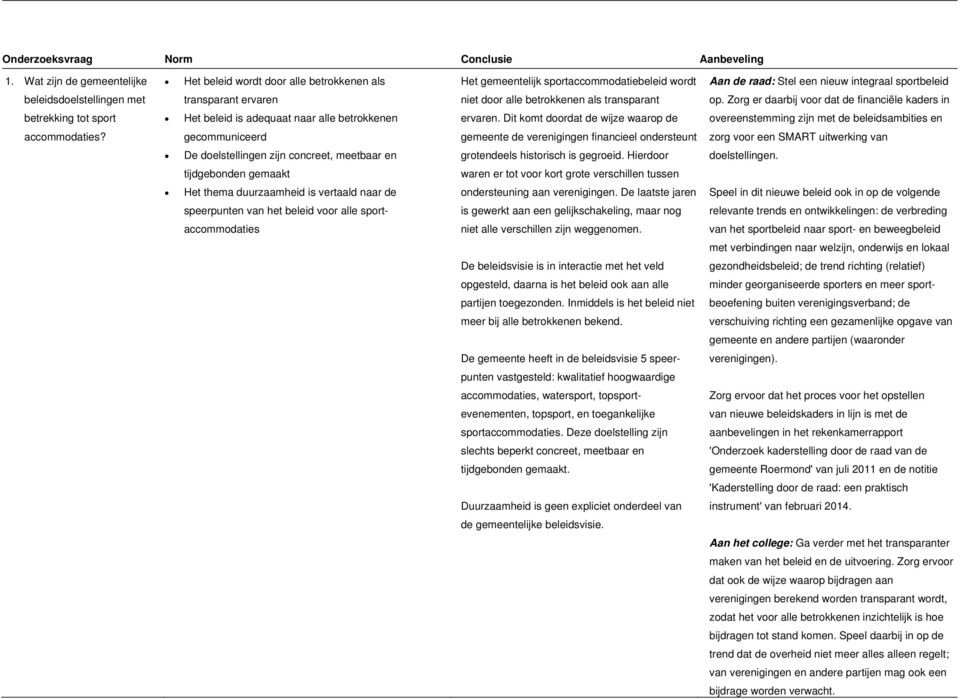 transparant ervaren niet door alle betrokkenen als transparant op. Zorg er daarbij voor dat de financiële kaders in betrekking tot sport Het beleid is adequaat naar alle betrokkenen ervaren.