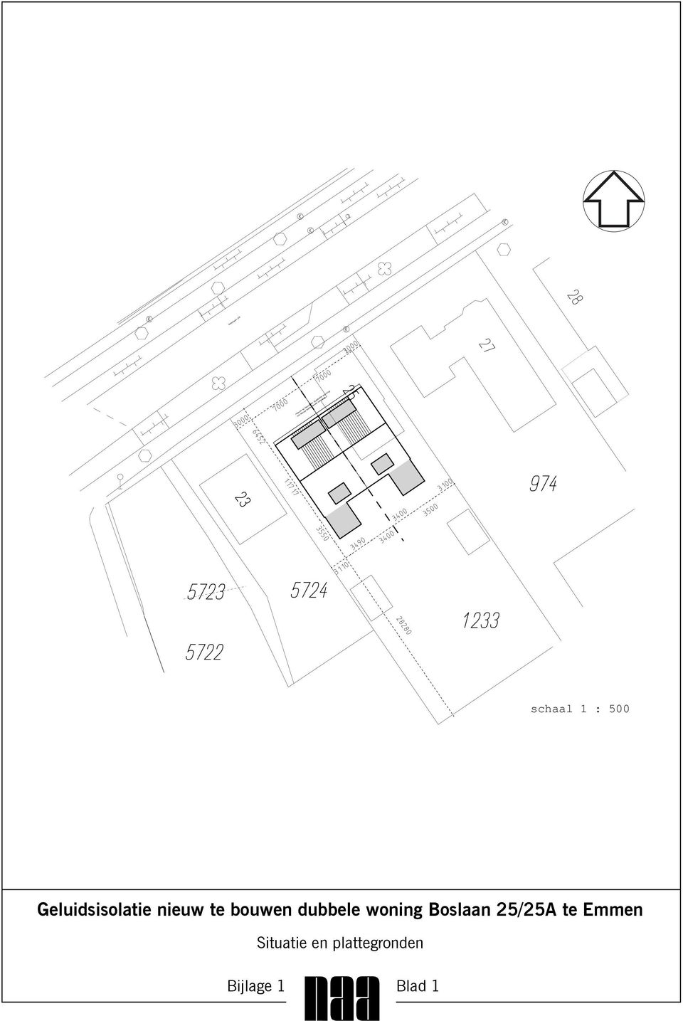 te bouwen dubbele woning Boslaan 25/25A te