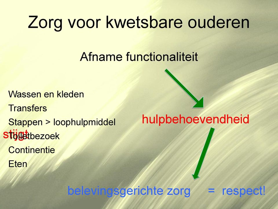 Stappen > loophulpmiddel stijgt Toiletbezoek