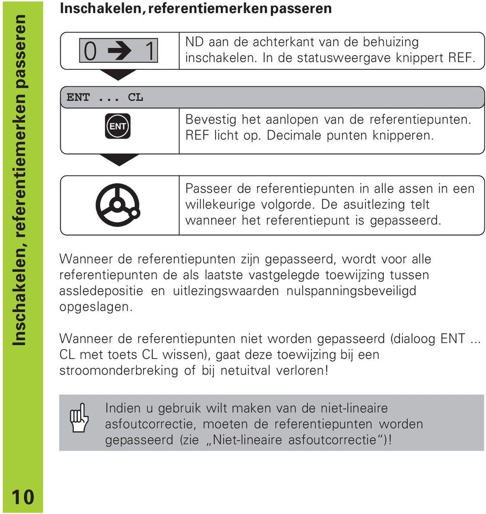 De asuitlezing telt wanneer het referentiepunt is gepasseerd.