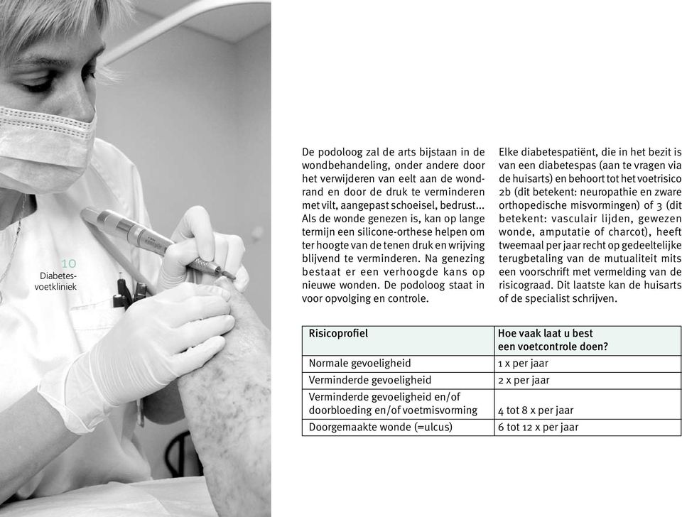 Na genezing bestaat er een verhoogde kans op nieuwe wonden. De podoloog staat in voor opvolging en controle.