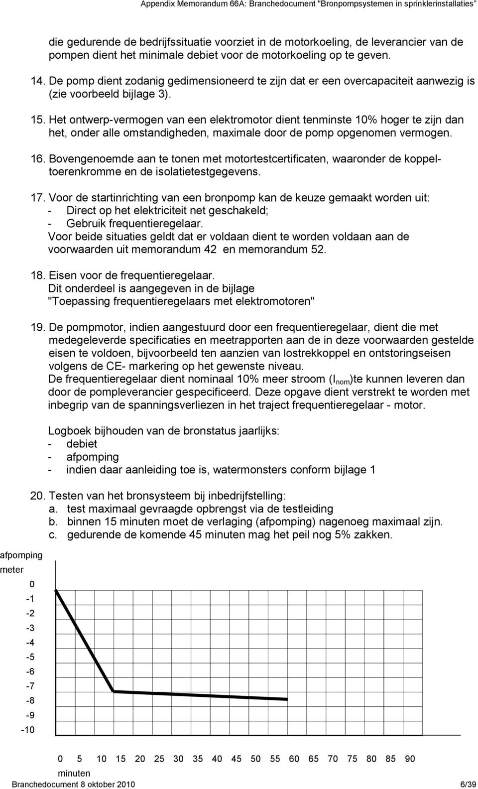 Het ontwerp-vermogen van een elektromotor dient tenminste 10% hoger te zijn dan het, onder alle omstandigheden, maximale door de pomp opgenomen vermogen. 16.