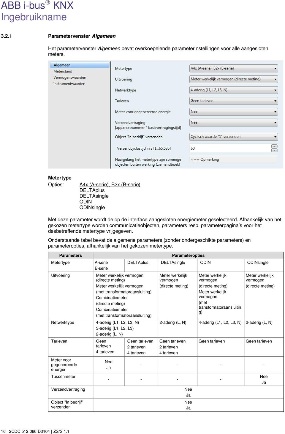 Afhankelijk van het gekozen metertype worden communicatieobjecten, parameters resp. parameterpagina s voor het desbetreffende metertype vrijgegeven.