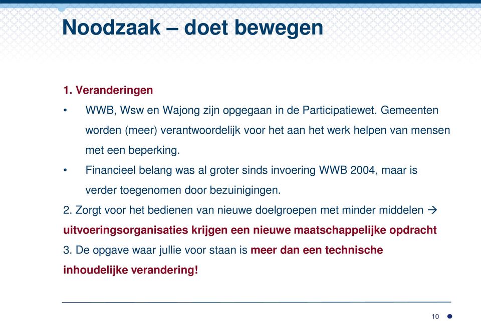 Financieel belang was al groter sinds invoering WWB 20