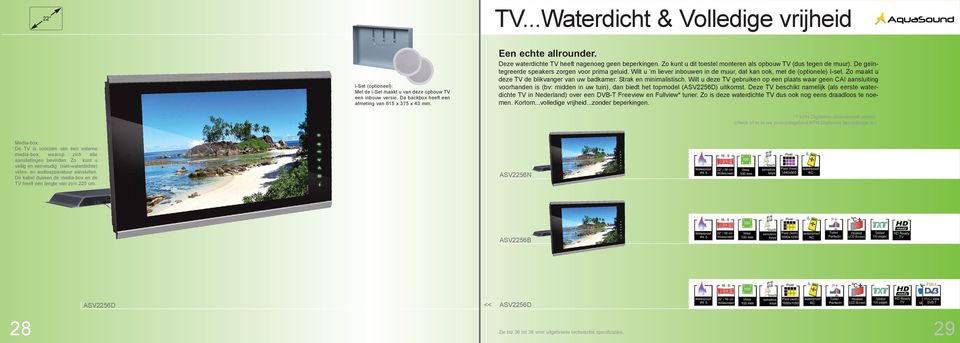 Wilt u m liever inbouwen in de muur, dat kan ook, met de (otionele) Iset. Zo maakt u deze TV de blikvanger van uw badkamer. Strak en minimalistisch.