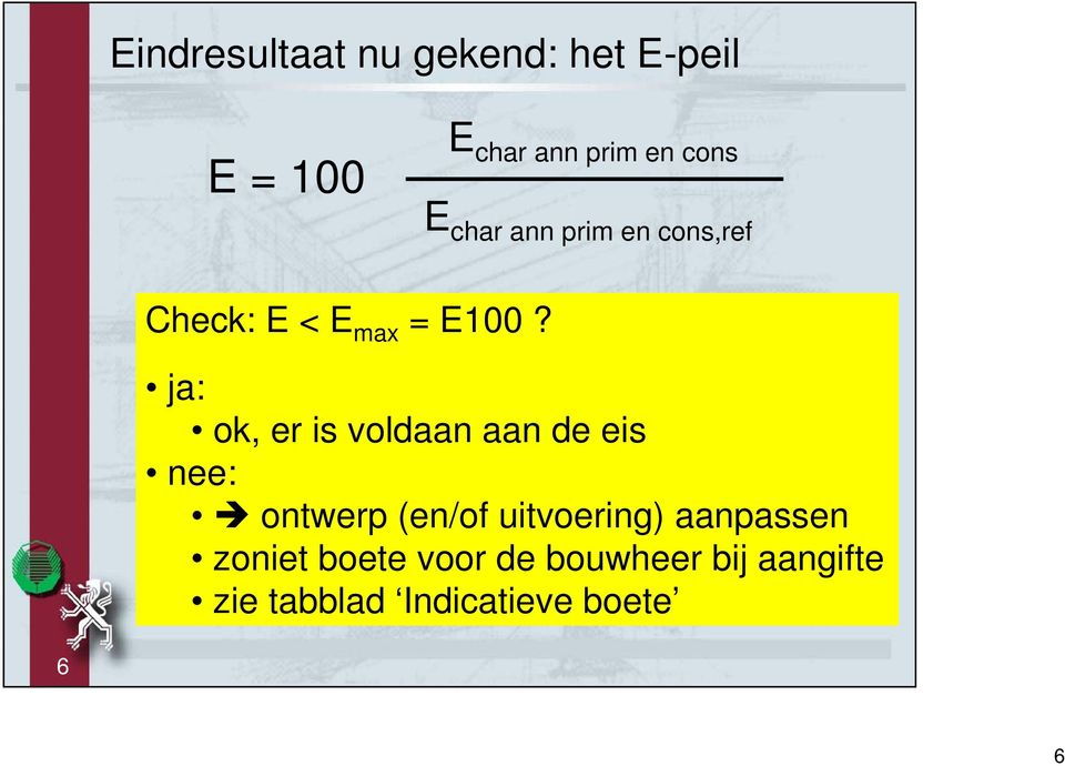 ja: ok, er is voldaan aan de eis nee: ontwerp (en/of uitvoering)