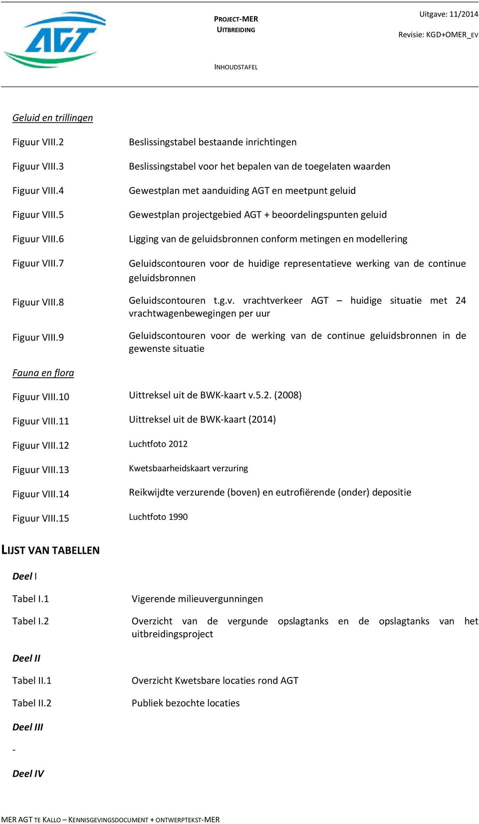 beoordelingspunten geluid Ligging van de geluidsbronnen conform metingen en modellering Geluidscontouren voor de huidige representatieve werking van de continue geluidsbronnen Figuur VIII.