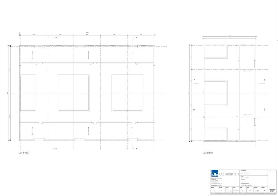 Kruse project Woerden onderdeel efinitief ontwerp Overzichtsplattegronden getekend formaat schaal datum werk plan wijziging S 1 1 : 100 0202 409 103 eze met