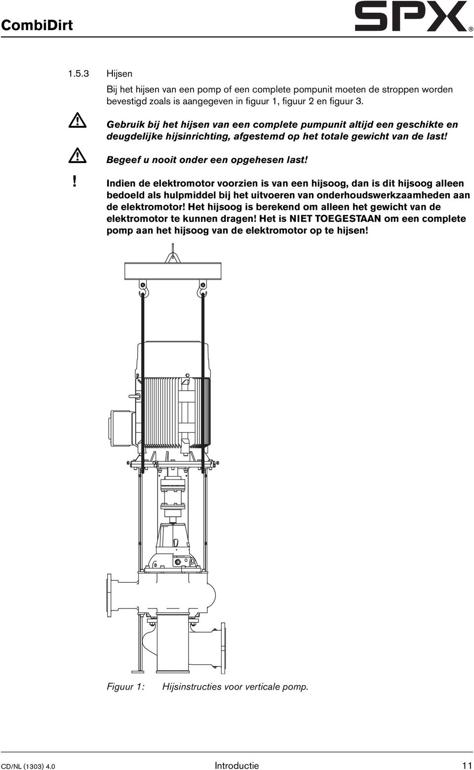 ! Indien de elektromotor voorzien is van een hijsoog, dan is dit hijsoog alleen bedoeld als hulpmiddel bij het uitvoeren van onderhoudswerkzaamheden aan de elektromotor!