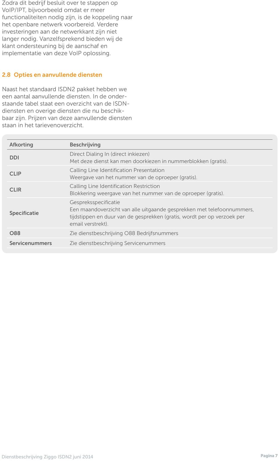 8 Opties en aanvullende diensten Naast het standaard ISDN2 pakket hebben we een aantal aanvullende diensten.