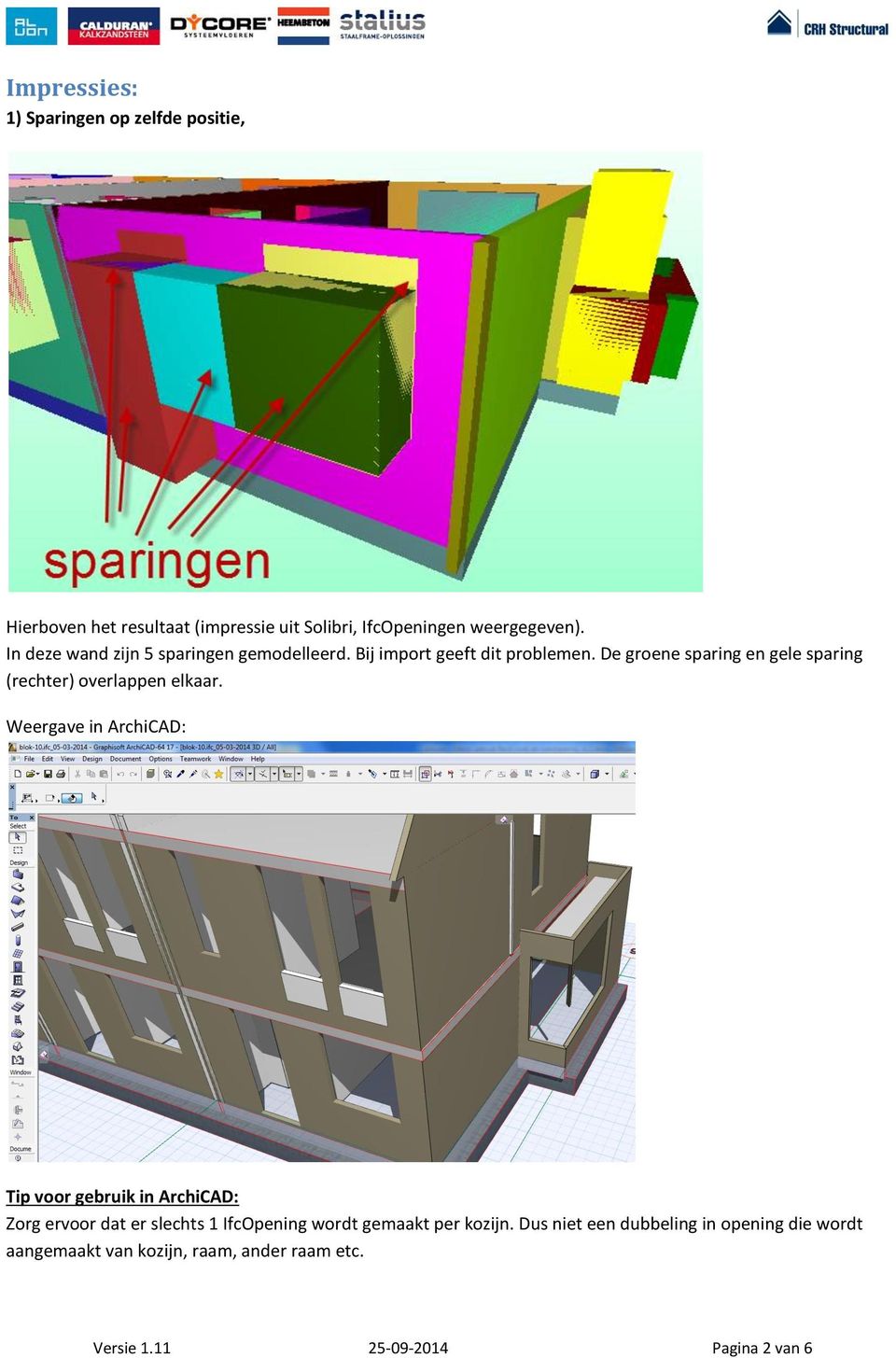 De groene sparing en gele sparing (rechter) overlappen elkaar.