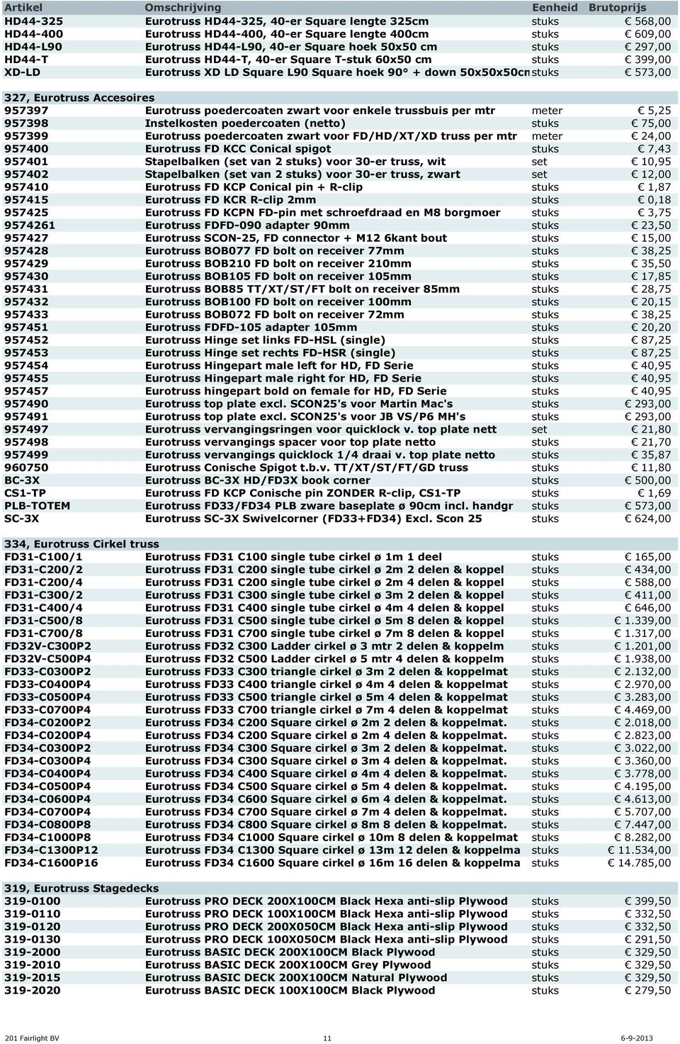 poedercoaten zwart voor enkele trussbuis per mtr meter 5,25 957398 Instelkosten poedercoaten (netto) stuks 75,00 957399 Eurotruss poedercoaten zwart voor FD/HD/XT/XD truss per mtr meter 24,00 957400