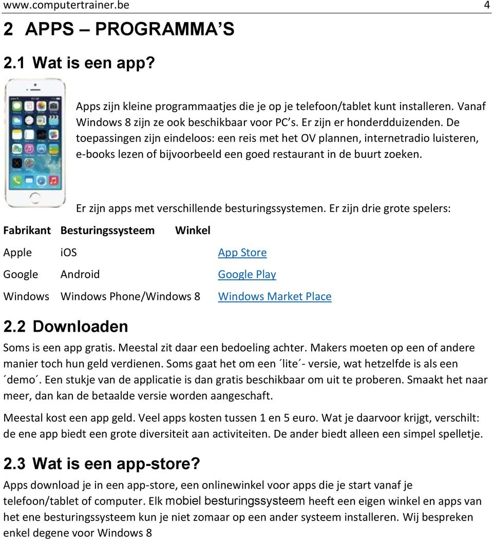 Er zijn apps met verschillende besturingssystemen.