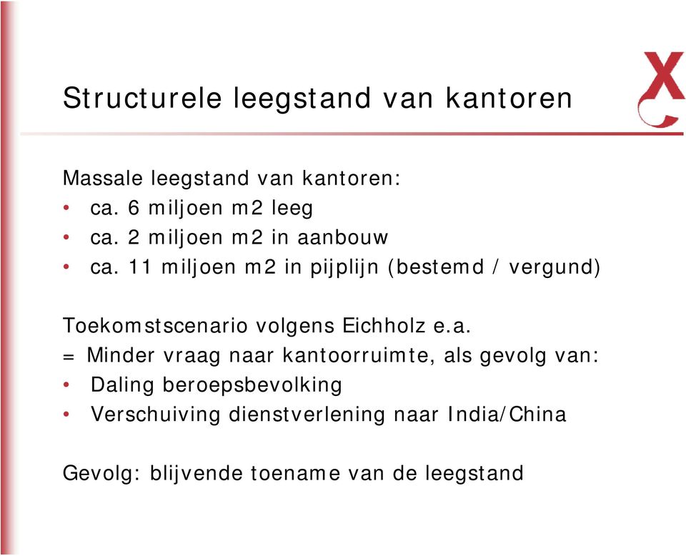 11 miljoen m2 in pijplijn (bestemd / vergund) Toekomstscenar